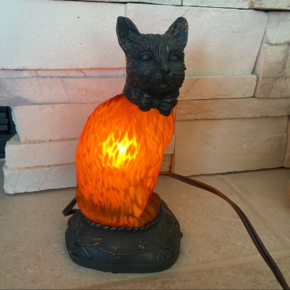 Other - Amber Glass & Metal Cat Light